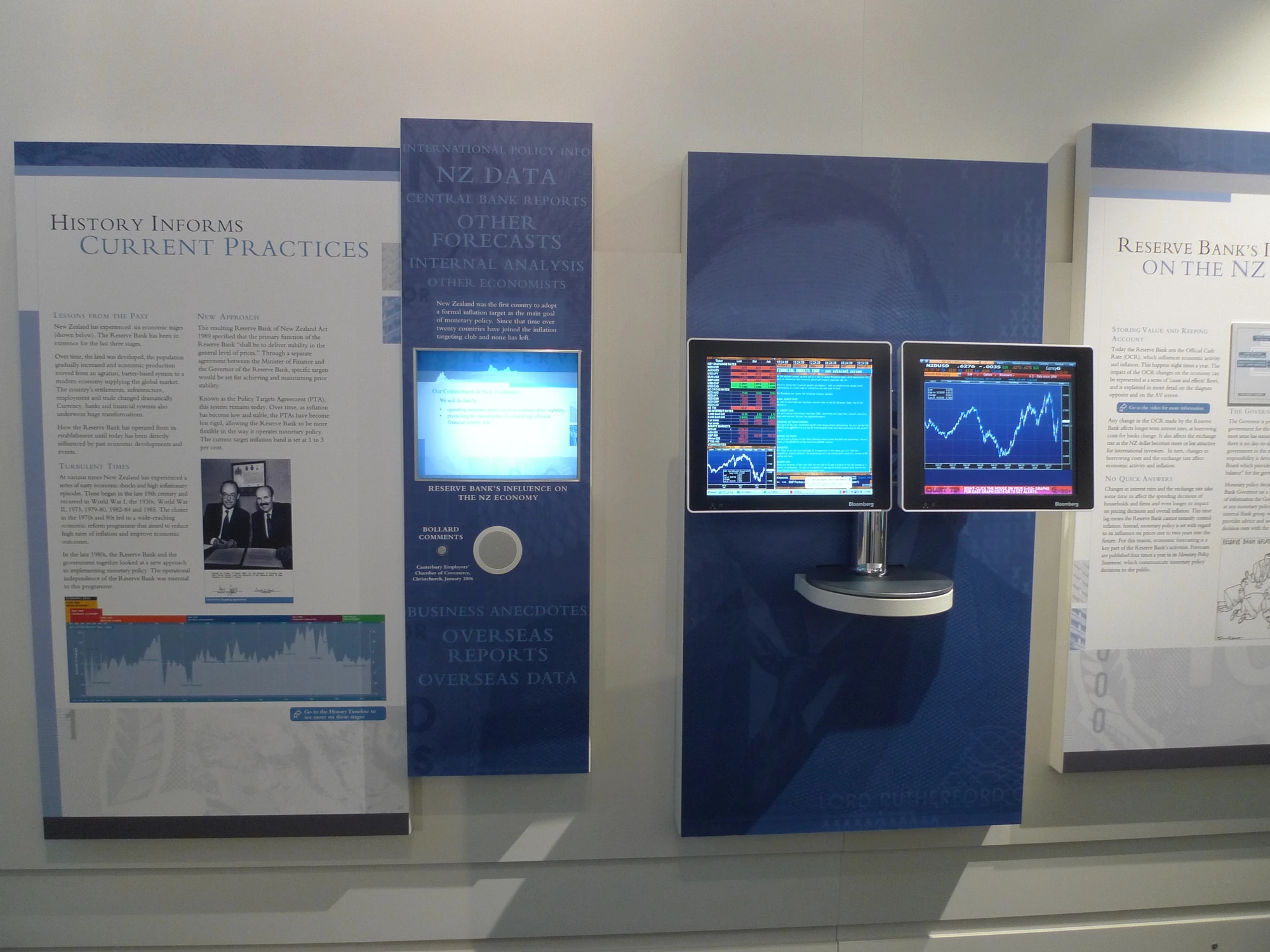 Reserve Bank Museum interactive screens and interpretive display panels