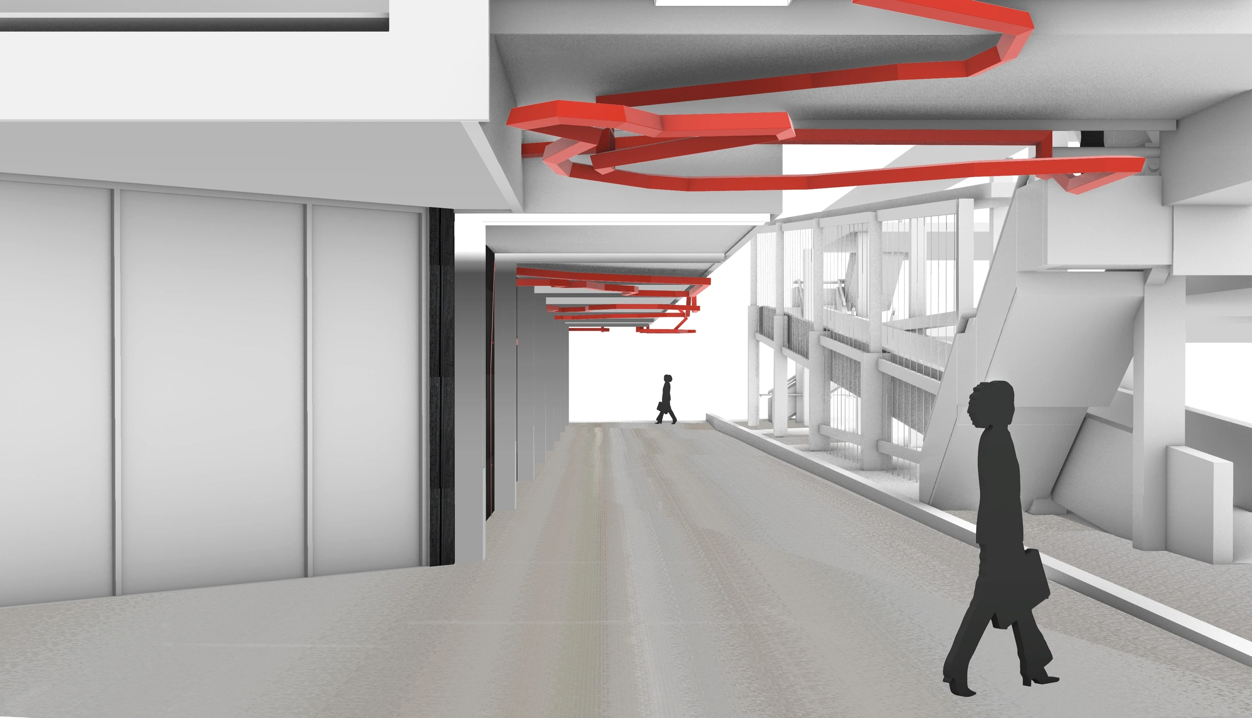 Concept render beneath the terracotta reVITALise canopy at the Park Avenue walkway in Coffs Harbour.
