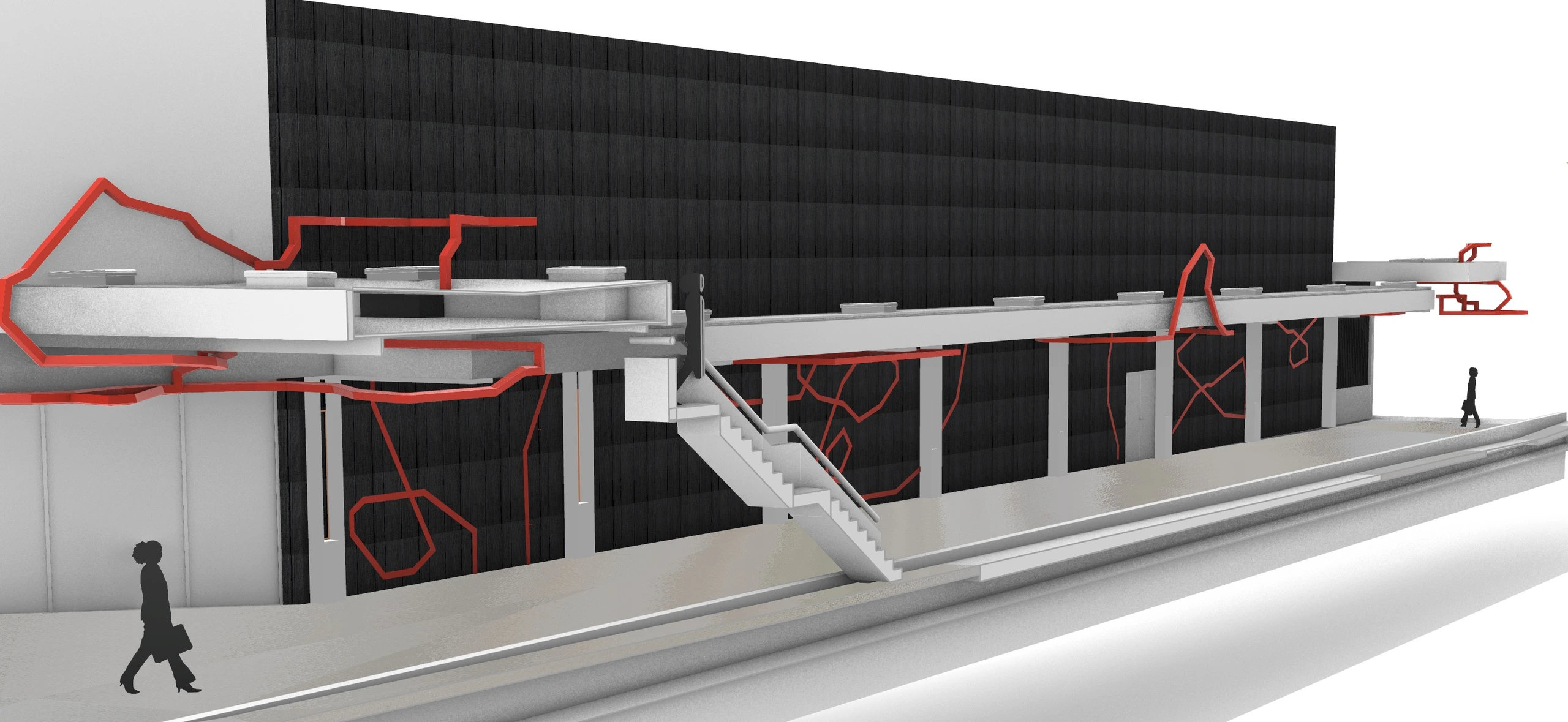Approach perspective concept render of the unbuilt reVITALise public artwork in Coffs Harbour.