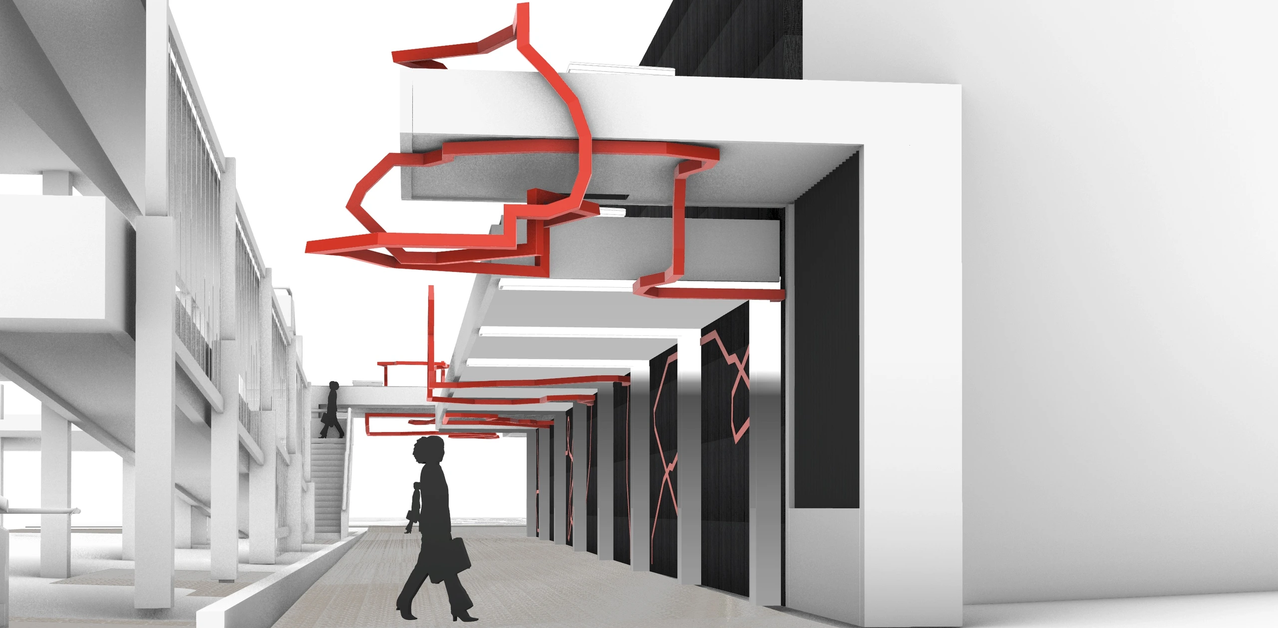 Overhead detail concept render of the modular terracotta reVITALise sculpture.